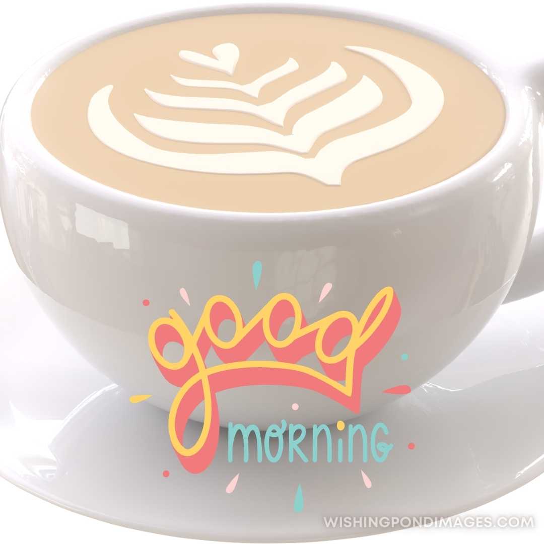 Close-up image of coffee on white Porcelain Cup. Good Morning Coffee Images